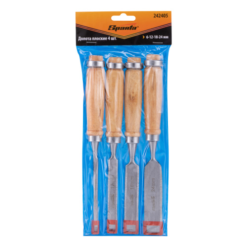Набор долот-стамесок, 6-12-18-24 мм, плоских, деревянные рукоятки Sparta по ценам производителя в Москве с доставкой по всей России