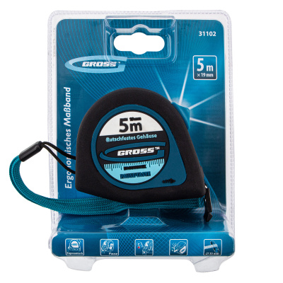 Рулетка "Ergonomisch",5 м x 19 мм,магнитный обрезиненный зацеп Gross по ценам производителя в Москве с доставкой по всей России