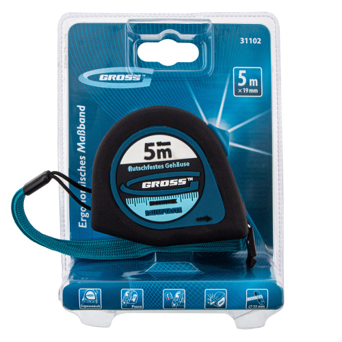 Рулетка "Ergonomisch",5 м x 19 мм,магнитный обрезиненный зацеп Gross по ценам производителя в Москве с доставкой по всей России