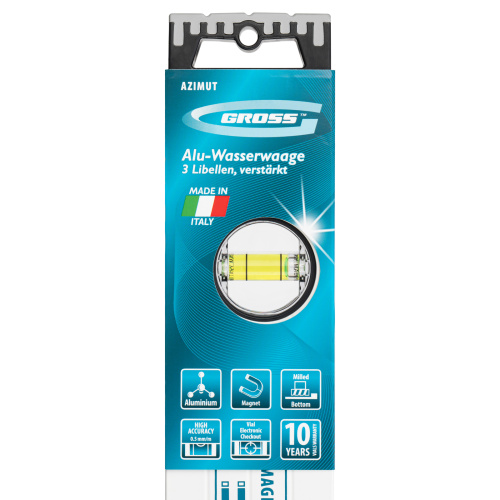 Уровень алюминиевый, 1000 мм, усиленный, рукоятки, фрезерованный, 3 глазка, магнитный Gross по ценам производителя в Москве с доставкой по всей России
