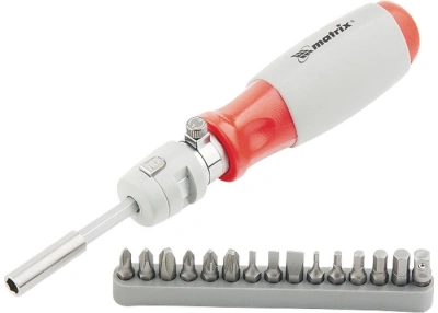 Отвертка реверсивная, телескопическая, силовой элемент под ключ, набор бит, CrV, 15 шт Matrix по ценам производителя в Москве с доставкой по всей России