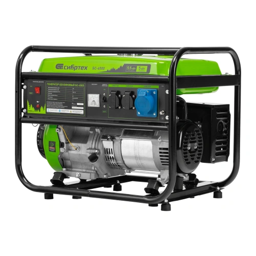 Генератор бензиновый БС-6500, 5.5 кВт, 230В, четырехтактный, 25 л, ручной стартер Сибртех по ценам производителя в Москве с доставкой по всей России