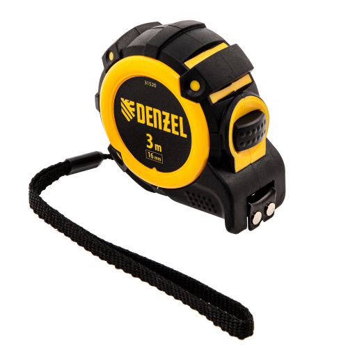 Рулетка 3м х 16мм, автоматич. фиксац., нейлон. покрытие, магнит. зацеп, двухстор. разметка Denzel по ценам производителя в Москве с доставкой по всей России