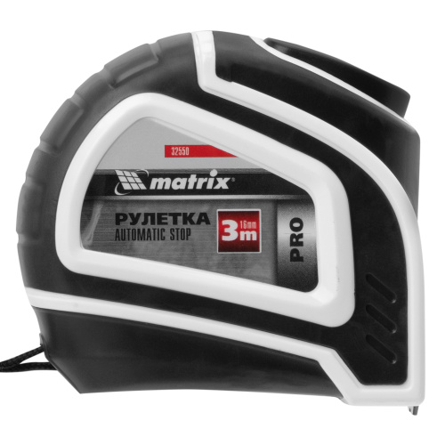 Рулетка Autostop,3 м х 16 мм,двухкомпонентный корпус,автоматическая фиксация,Pro Matrix по ценам производителя в Москве с доставкой по всей России