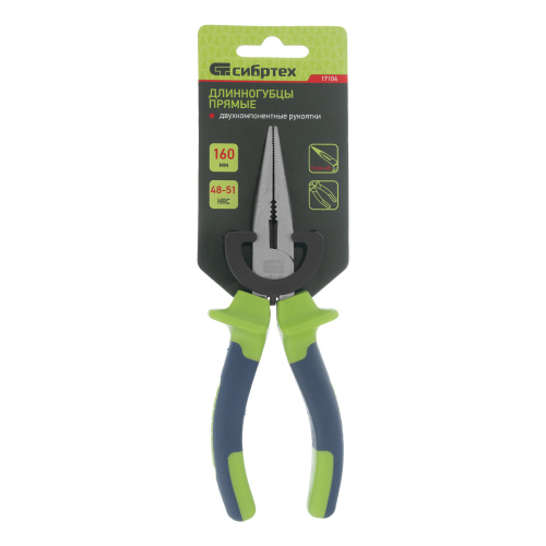 Длинногубцы прямые, 160 мм, двухкомпонентные рукоятки Сибртех по ценам производителя в Москве с доставкой по всей России