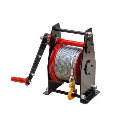 Лебедка ручная барабанная с тросом 500/1000кг  60м с храповым механизмом и полиспастом TOR ЛР