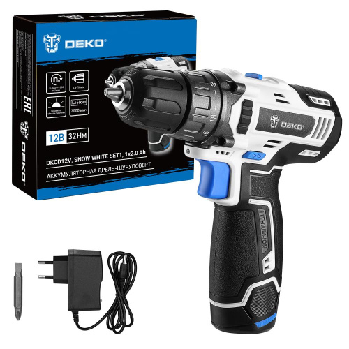 Аккумуляторная дрель-шуруповерт DEKO DKCD12V SNOW WHITE SET1, 1х2.0 Ач по ценам производителя в Москве с доставкой по всей России