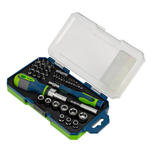 Отвертки реверсивные с набором бит и торцевыми головками, 41 шт, CrV Сибртех по ценам производителя в Москве с доставкой по всей России