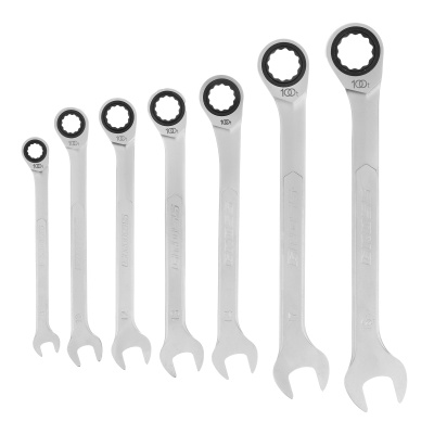 Набор ключей комбинированных трещоточных, количество зубьев 100, СRV, 7 шт, 8-19 мм Gross по ценам производителя в Москве с доставкой по всей России