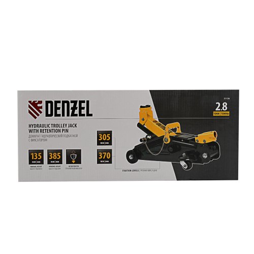 Домкрат гидравлический подкатной с фиксатором, 2,8 т, 135-385 мм, в кейсе Denzel по ценам производителя в Москве с доставкой по всей России