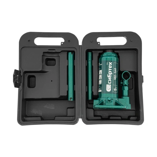 Домкрат гидравлический бутылочный, 5 т, 180-340 мм, в пласт. кейсе Сибртех по ценам производителя в Москве с доставкой по всей России