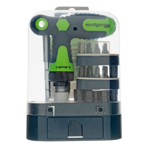 Отвертка Т-образная реверсивная с набором бит, торцевых головок, 33 предмета, CrV Сибртех по ценам производителя в Москве с доставкой по всей России