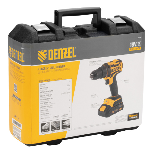 Дрель-шуруповерт аккумуляторная, бесщет. BLDL-18-02 Li-Ion, 18 В Denzel по ценам производителя в Москве с доставкой по всей России