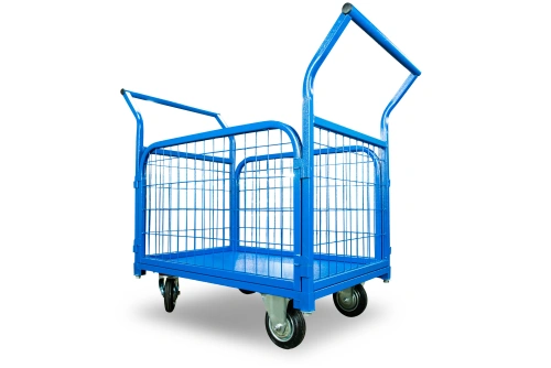 Тележка платформенная TOR ТП-6С (800х1200) с бортами из сетки и двумя ручками (колеса 160 мм) по ценам производителя в Москве с доставкой по всей России