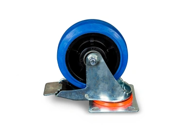 Колесо поворотное из эластичной резины MW150 150 мм с тормозом по ценам производителя в Москве с доставкой по всей России