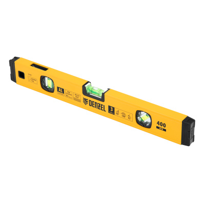 Уровень алюминиевый, магнит., фрезерованный, 3 глазка (1 зеркал.) 0,5 мм/м, 400 мм Denzel по ценам производителя в Москве с доставкой по всей России