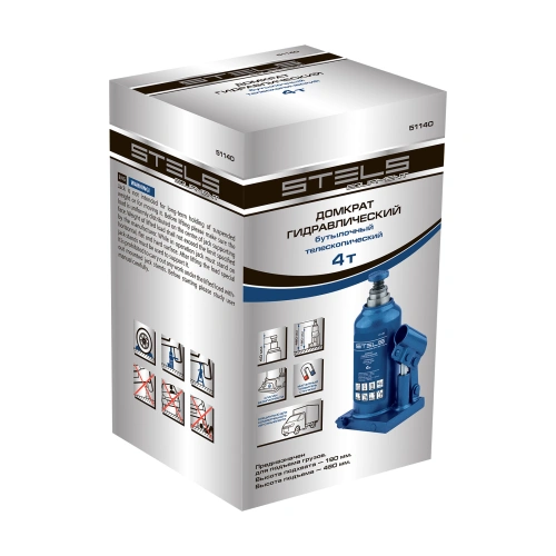 Домкрат гидравлический бутылочный телескопический, 4 т, h подъема 190-480 мм Stels по ценам производителя в Москве с доставкой по всей России