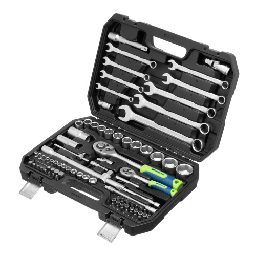 Набор инструментов, 1/2", 1/4", пластиковый кейс, 82 предмета Сибртех по ценам производителя в Москве с доставкой по всей России