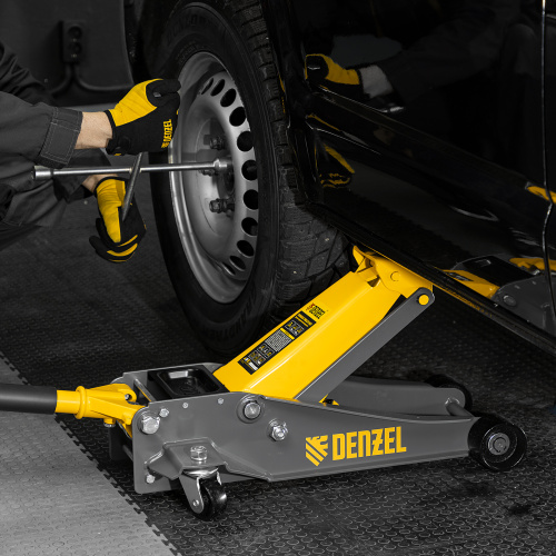 Домкрат гидравлический подкатной, 3 т, 125-470 мм, быстрый подъем, проф. Denzel по ценам производителя в Москве с доставкой по всей России