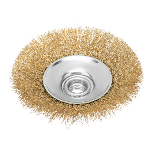 Щетка для УШМ, 115 мм, М14, "тарелка", латунированная витая проволока Matrix по ценам производителя в Москве с доставкой по всей России