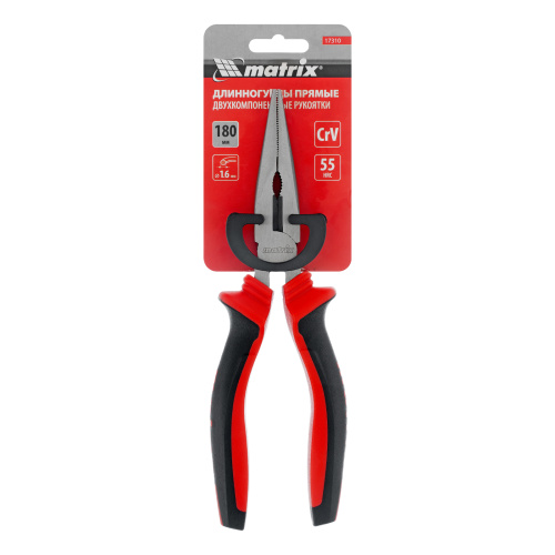 Длинногубцы прямые, 180 мм, хром-ванадий, двухкомпонентные рукоятки Matrix по ценам производителя в Москве с доставкой по всей России