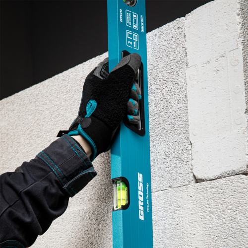 Уровень алюминиевый, 800 мм, усиленный с ударопрочными заглушками, рукоятки, 3 глазка Gross по ценам производителя в Москве с доставкой по всей России