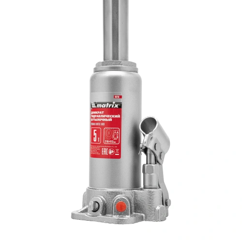 Домкрат гидравлический бутылочный, 5 т, высота подъема 216-413 мм, в пластиковый кейсе Matrix по ценам производителя в Москве с доставкой по всей России