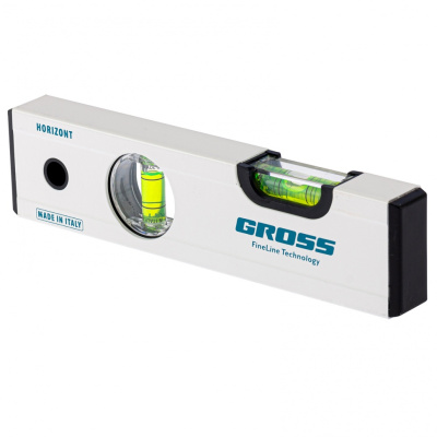 Уровень алюминиевый, 200 мм, фрезерованный, 2 глазка, магнитный Gross по ценам производителя в Москве с доставкой по всей России