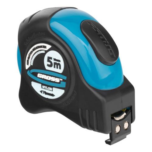 Рулетка "Schlagfest",5 м x 19 мм,магнитный обрезиненный зацеп,двусторонняя шкала,Нейлоновое покрытие,автоматическая фиксация Gross по ценам производителя в Москве с доставкой по всей России