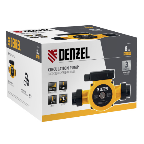 Циркуляционный насос CP32-8, напор 8 м, 160 л/мин, 1 м кабель, монт. длина 180 мм Denzel по ценам производителя в Москве с доставкой по всей России