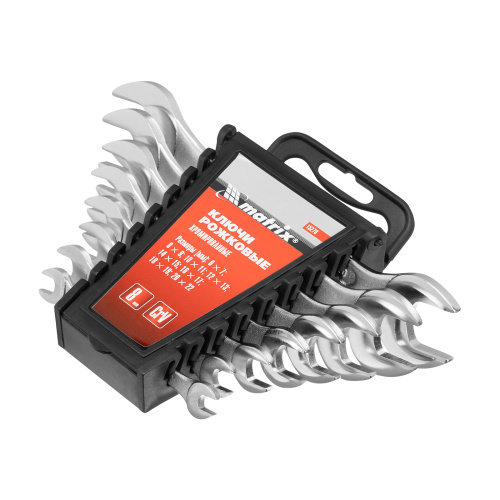 Набор ключей рожковых, 6-22 мм, 8 шт, CrV, хромированные Matrix по ценам производителя в Москве с доставкой по всей России