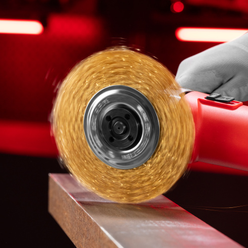 Щетка для УШМ, 150 мм, посадка 22.2 мм, плоская, латунированная витая проволока Matrix по ценам производителя в Москве с доставкой по всей России