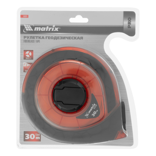Рулетка геодезическая 30 м х 15 мм, закрытый корпус, фибергласовая лента, двусторонняя шкала, Pro Matrix по ценам производителя в Москве с доставкой по всей России
