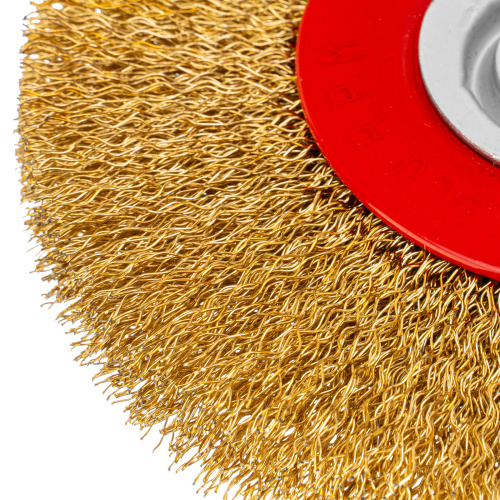 Щетка для точила, 125 мм, посадка 20 мм, плоская, латунированная витая проволока Matrix по ценам производителя в Москве с доставкой по всей России