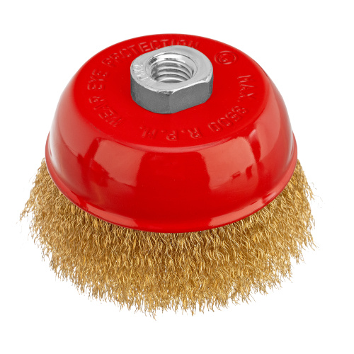 Щетка для УШМ, 100 мм, М14, "чашка", латунированная витая проволока Matrix по ценам производителя в Москве с доставкой по всей России