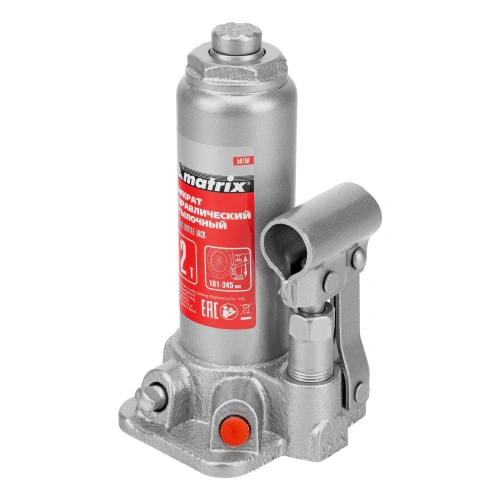 Домкрат гидравлический бутылочный, 2 т, высота подъема 181-345 мм, в пластиковый кейсе Matrix по ценам производителя в Москве с доставкой по всей России