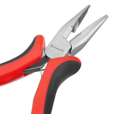 Длинногубцы прямые Mini, 130 мм, никелированные, авторазжим, двухкомпонентные рукоятки Matrix по ценам производителя в Москве с доставкой по всей России