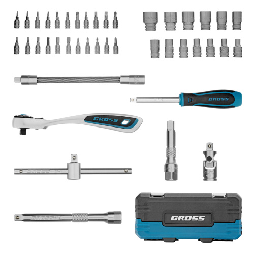 Набор инструментов, 1/4", CrV, 120 зубьев, 42 предмета Gross по ценам производителя в Москве с доставкой по всей России