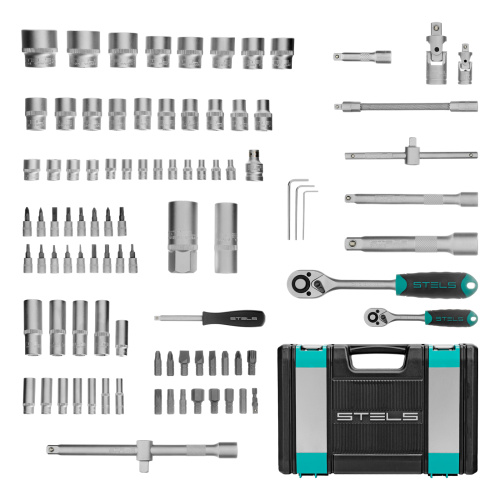Набор инструментов, 1/2", 1/4", CrV, пластиковый кейс 94 предмета Stels по ценам производителя в Москве с доставкой по всей России