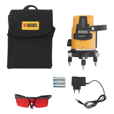Лазерный уровень LX3, 10 м, ± 0,3 мм/1 м, 635 нм, 4 вертикальных, 1 горизонтальная плоскости, резьба 5/8" Denzel по ценам производителя в Москве с доставкой по всей России