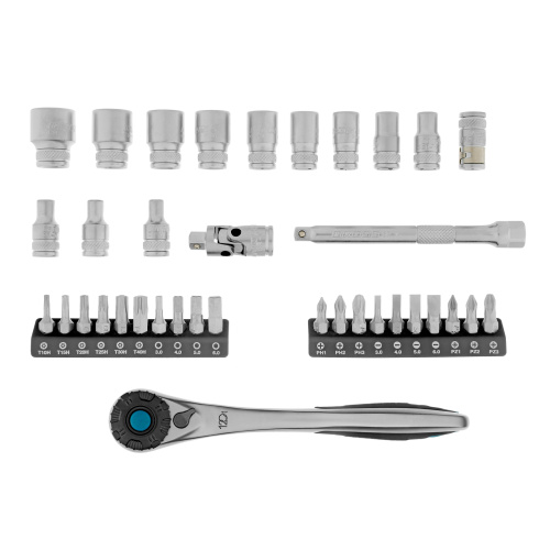 Набор торцевых головок, трещотка 120 зубьев, 1/4", CrV, 36 предметов Gross по ценам производителя в Москве с доставкой по всей России