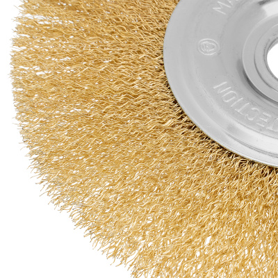 Щетка для УШМ, 175 мм, посадка 22.2 мм, плоская, латунированная витая проволока Matrix по ценам производителя в Москве с доставкой по всей России