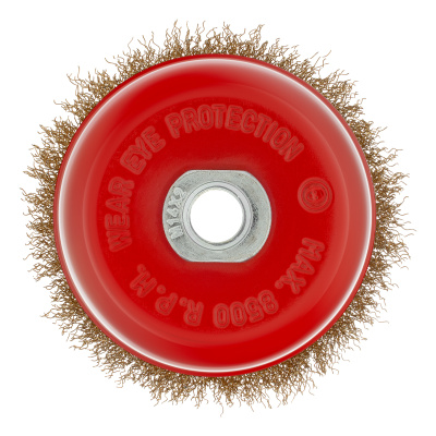 Щетка для УШМ, 100 мм, М14, "чашка", латунированная витая проволока Matrix по ценам производителя в Москве с доставкой по всей России