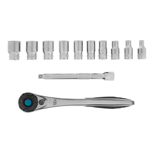 Набор торцевых головок, трещотка 120 зубьев, 1/4", CrV, 12 предметов Gross по ценам производителя в Москве с доставкой по всей России