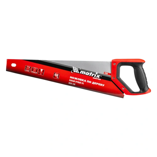 Ножовка по дереву, 450 мм, зуб 2D, каленый крупный зуб 5-6 TPI, двухкомпонентная рукоятка Matrix по ценам производителя в Москве с доставкой по всей России