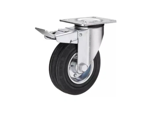 Колесо поворотное усиленное резина SRCB 97 80 мм с тормозом по ценам производителя в Москве с доставкой по всей России