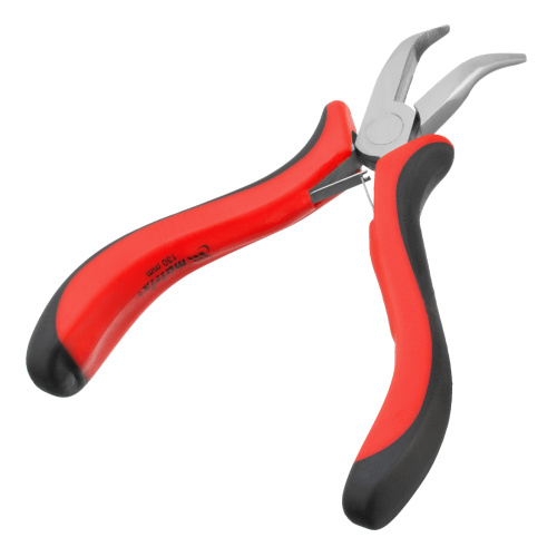 Длинногубцы изогнутые Mini, 130 мм, никелированные, авторазжим, двухкомпонентные рукоятки Matrix по ценам производителя в Москве с доставкой по всей России
