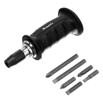 Отвертка ударно-поворотная 1/2, набор бит, 6 шт, черная ручка Профи, пластиковый бокс Matrix по ценам производителя в Москве с доставкой по всей России