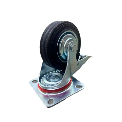 Колесо поворотное резина SCb 42 100 мм с тормозом (F) по ценам производителя в Москве с доставкой по всей России