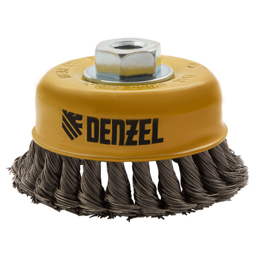 Щетка для УШМ, 100 мм, "Чашка", крученая нержавеющая проволока 0.5 мм, М14 Denzel по ценам производителя в Москве с доставкой по всей России